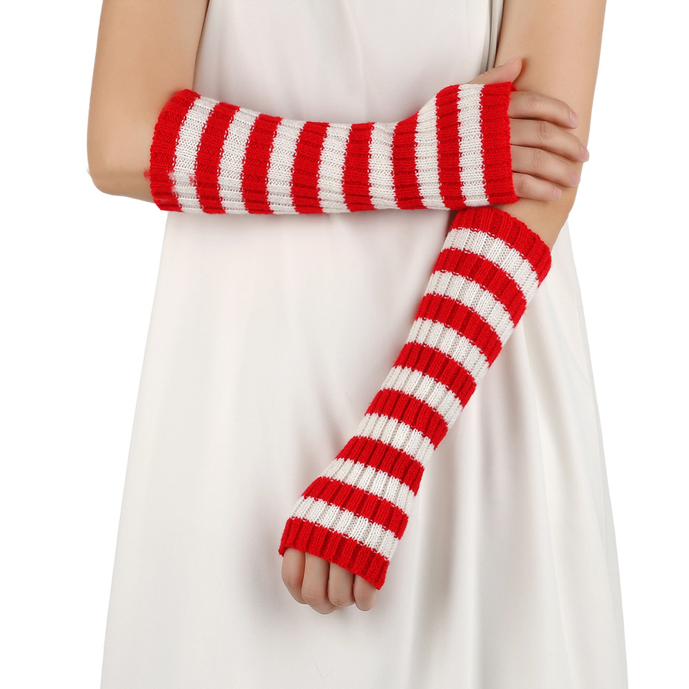 Y2K Striped Fingerless Arm War - Fingerless Glove Knit 评论和价格